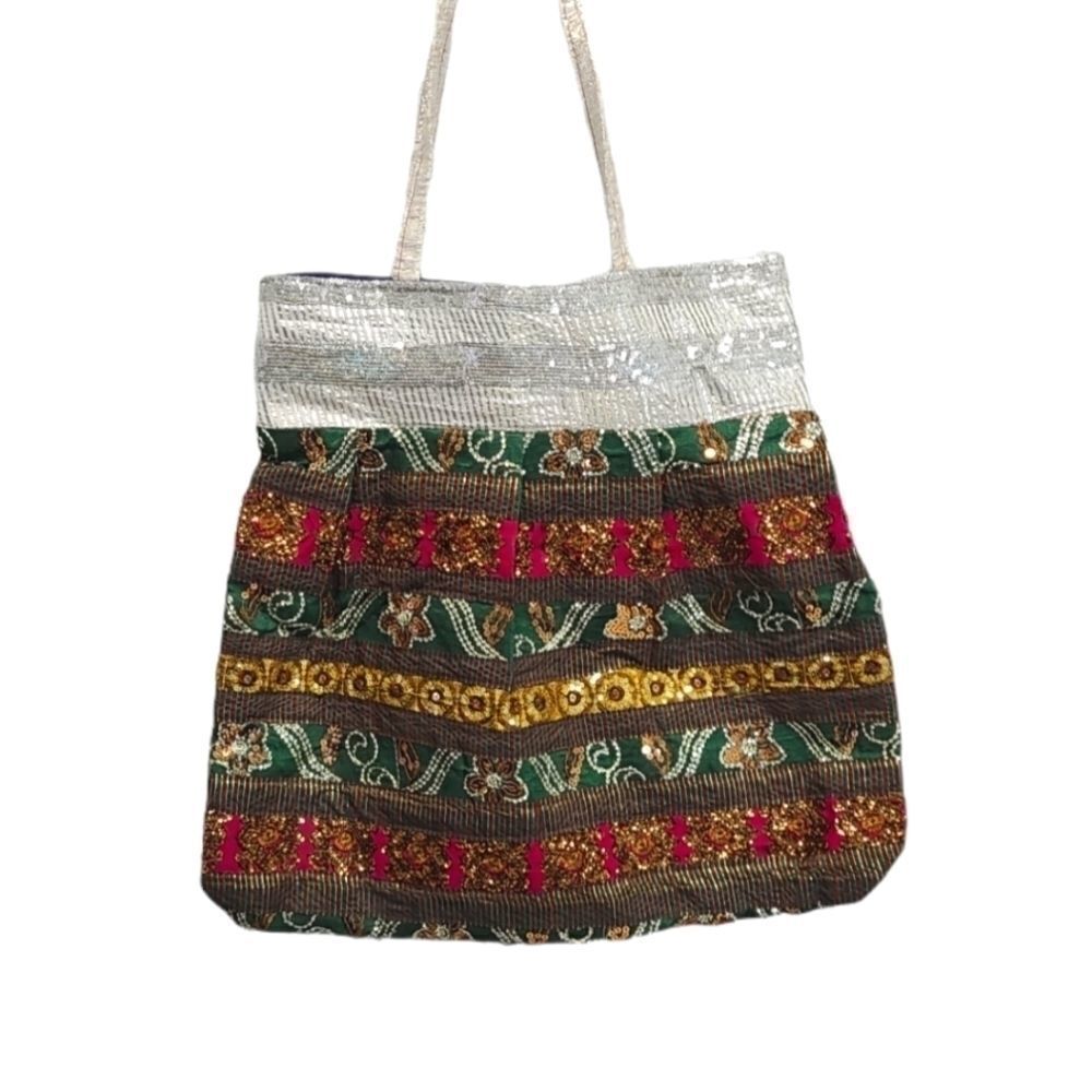 Indian Embroidered Multicolor Floral Large Bag
